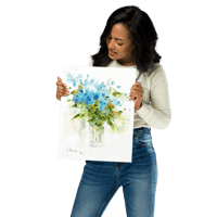 Image 3 of Watercolor Art Print "Blue Flowers"