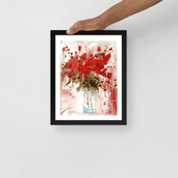 Image 2 of Framed Watercolor Print "Red flowers"
