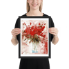 Framed Watercolor Print "Red flowers"