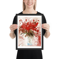 Image 3 of Framed Watercolor Print "Red flowers"