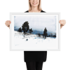 Framed Watercolor Print "Blue winter"