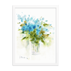 Framed Watercolor Print "Blue Flowers"