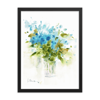 Image 2 of Framed Watercolor Print "Blue Flowers"