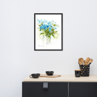 Image 4 of Framed Watercolor Print "Blue Flowers"