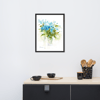 Framed Watercolor Print "Blue Flowers"