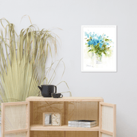 Image 5 of Framed Watercolor Print "Blue Flowers"