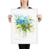 Framed Watercolor Print "Blue Flowers"