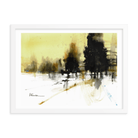 Image 1 of Framed Watercolor and Ink Print "Yellow winter"