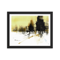 Image 2 of Framed Watercolor and Ink Print "Yellow winter"