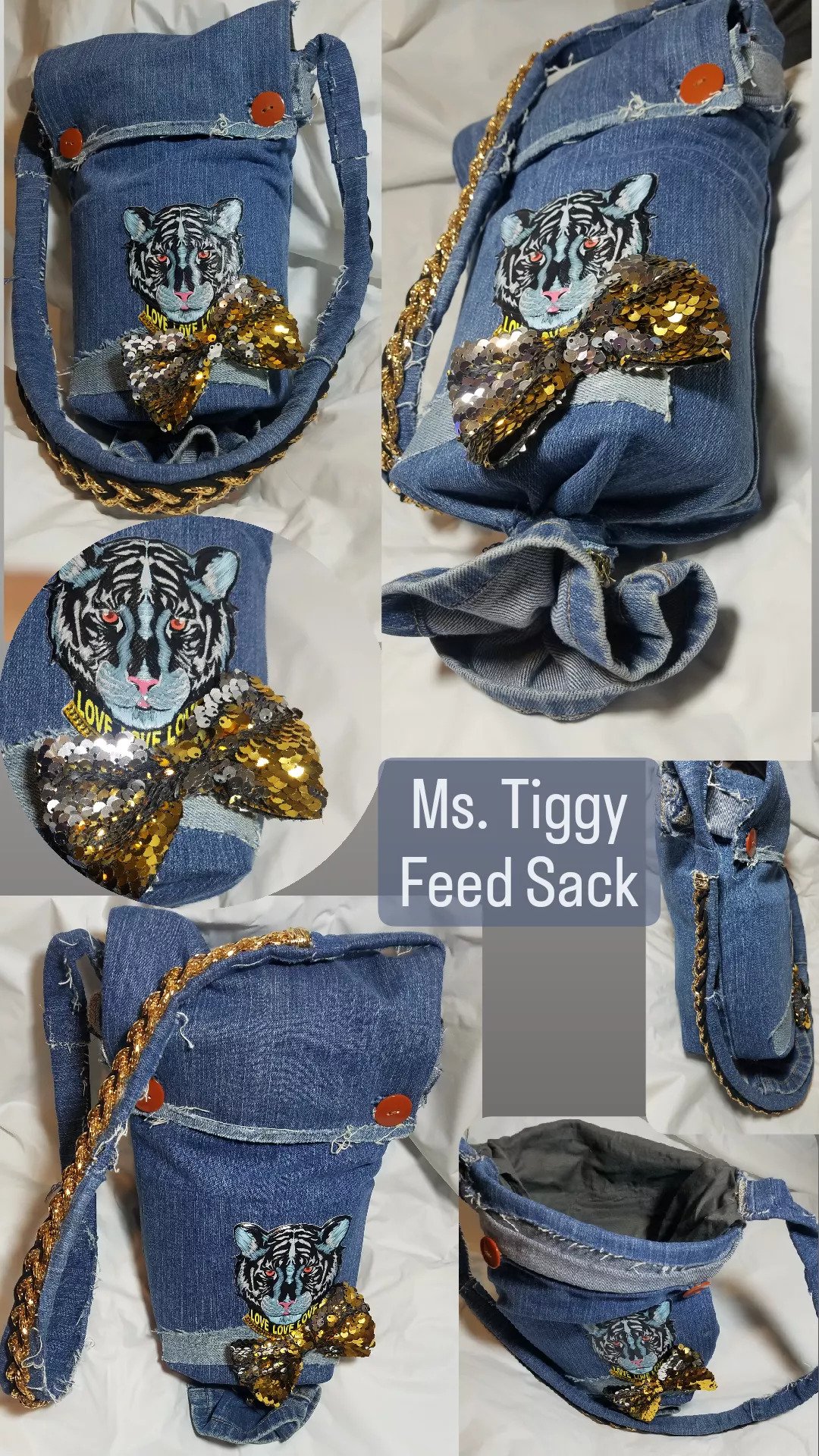 Image of Tasty Raw Edge Denim  "Ms. Tiggy" Feed Sack  