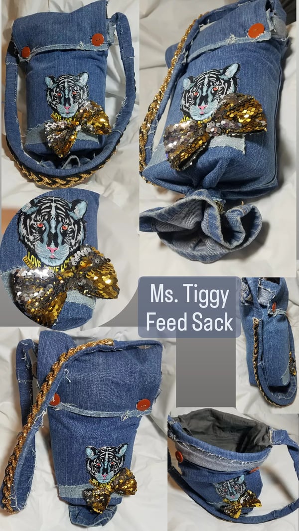 Image of Tasty Raw Edge Denim "Ms. Tiggy" Feed Sack