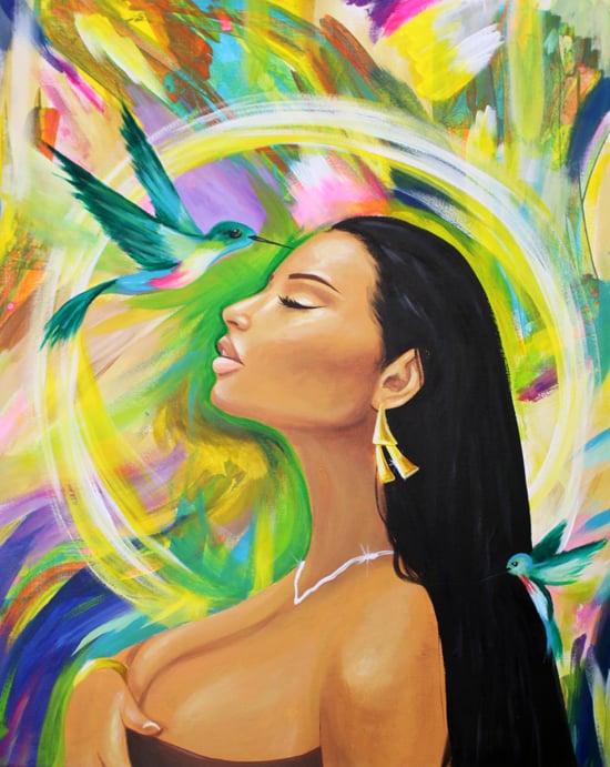 Image of Beso de Colibrí (Acrylic Painting)