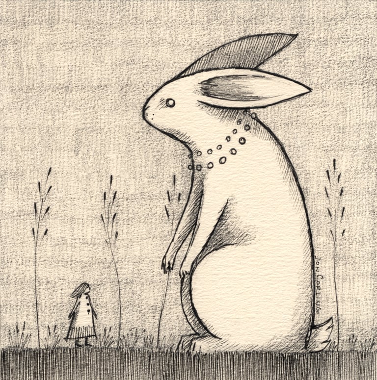 'Standing rabbit' Original Drawing Jon Carling