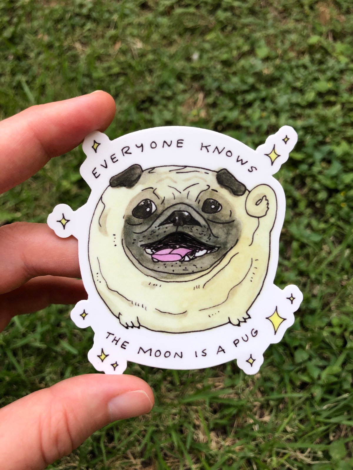 Image of Moon Pug Sticker