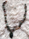 Mixed Tiger`s Eye leaf pendant necklace 