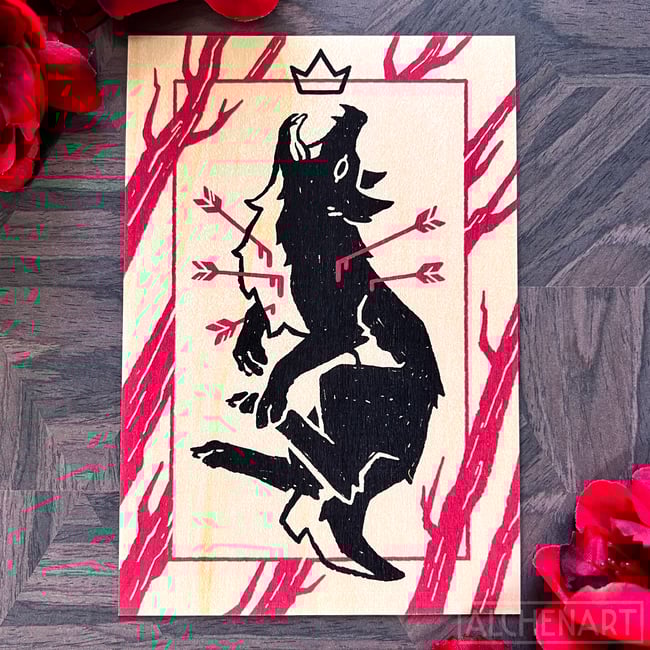 Crowned Wolf Wooden Print