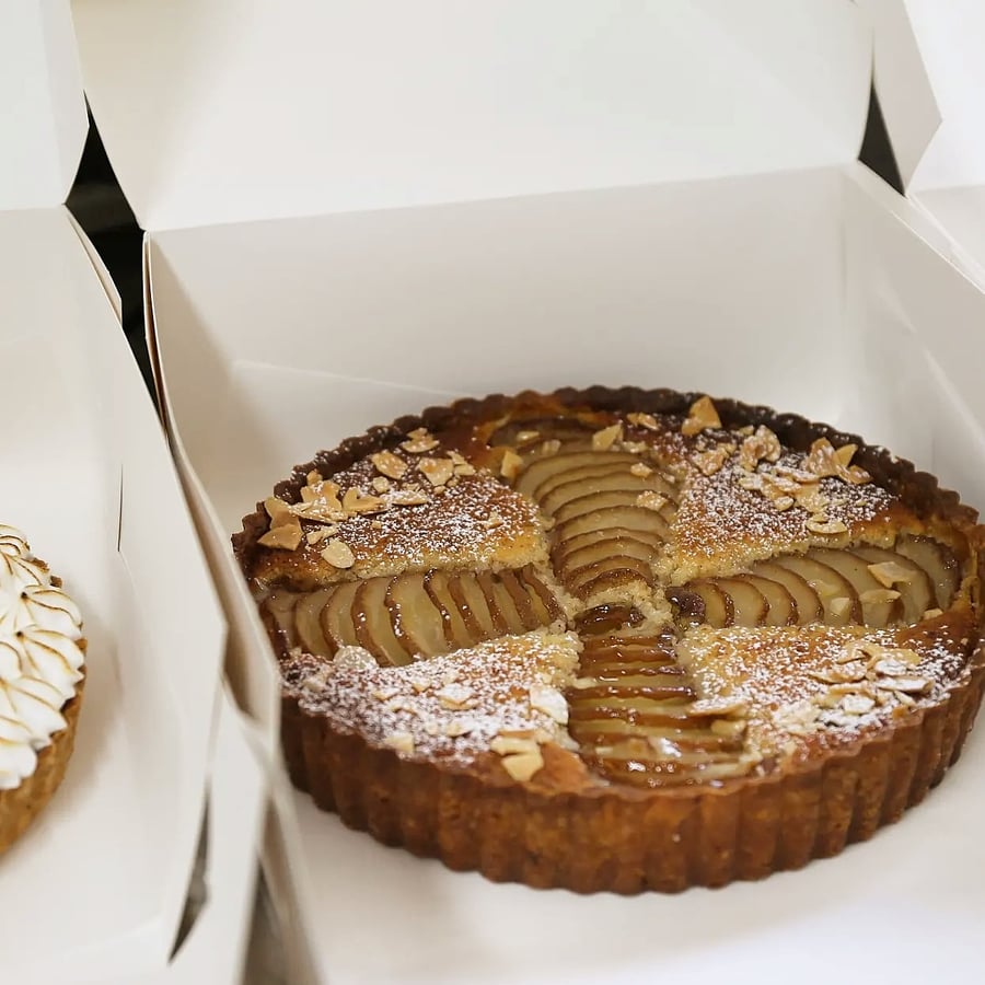 Image of XMAS Spiced pear + almond tart 26cm - Pick up Xmas eve Wed Dec 24th 2-3pm