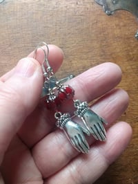 Image 2 of Regency Hand in Glove Czech Glass Earrings, Pierced or Clip On
