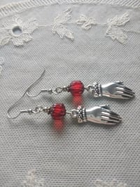 Image 6 of Regency Hand in Glove Czech Glass Earrings, Pierced or Clip On