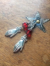 Image 5 of Regency Hand in Glove Czech Glass Earrings, Pierced or Clip On