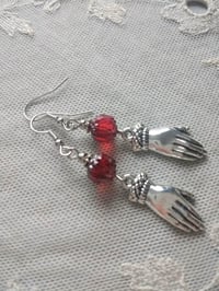 Image 4 of Regency Hand in Glove Czech Glass Earrings, Pierced or Clip On