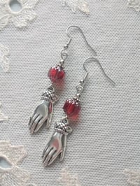 Image 3 of Regency Hand in Glove Czech Glass Earrings, Pierced or Clip On