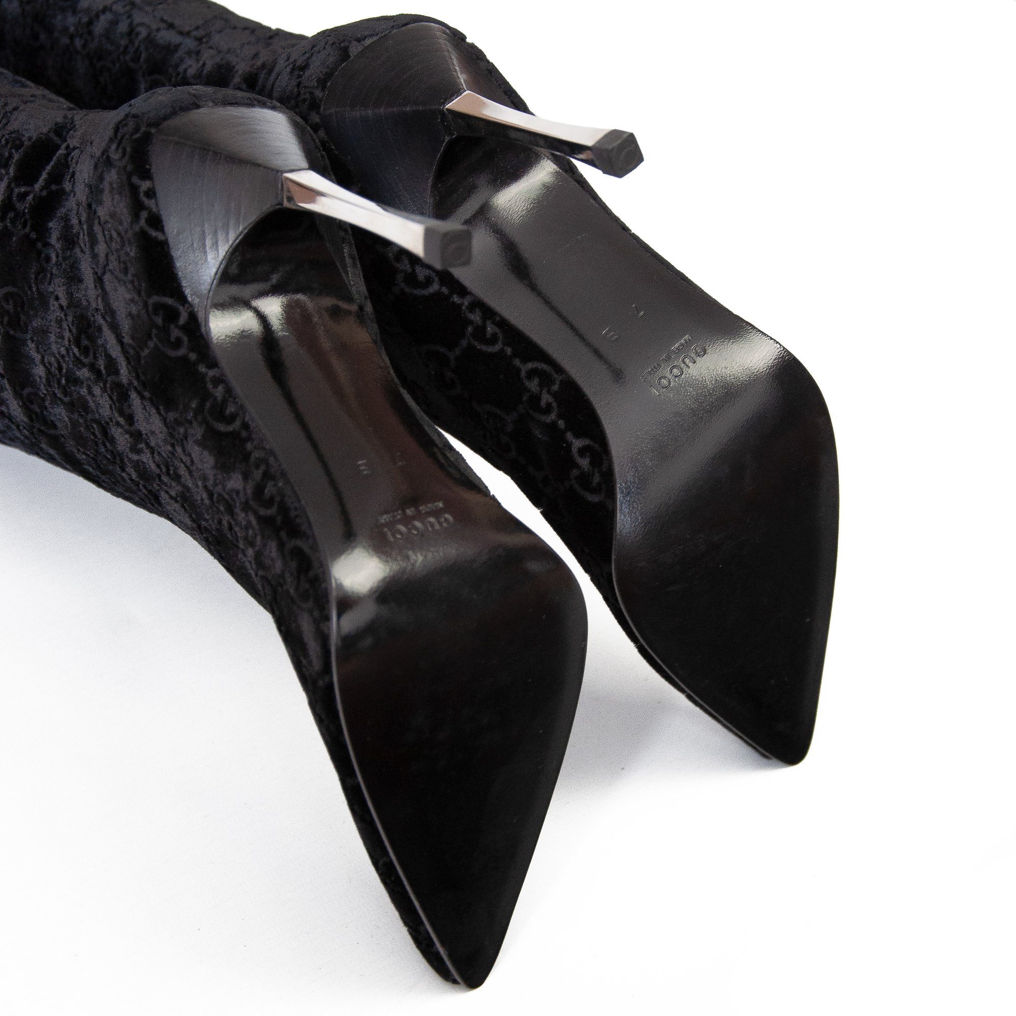 Image of Gucci by Tom Ford 1997 Black Velvet Knee High Boots