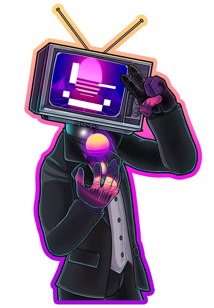 Image of Synth the Retro TV Head Stickers