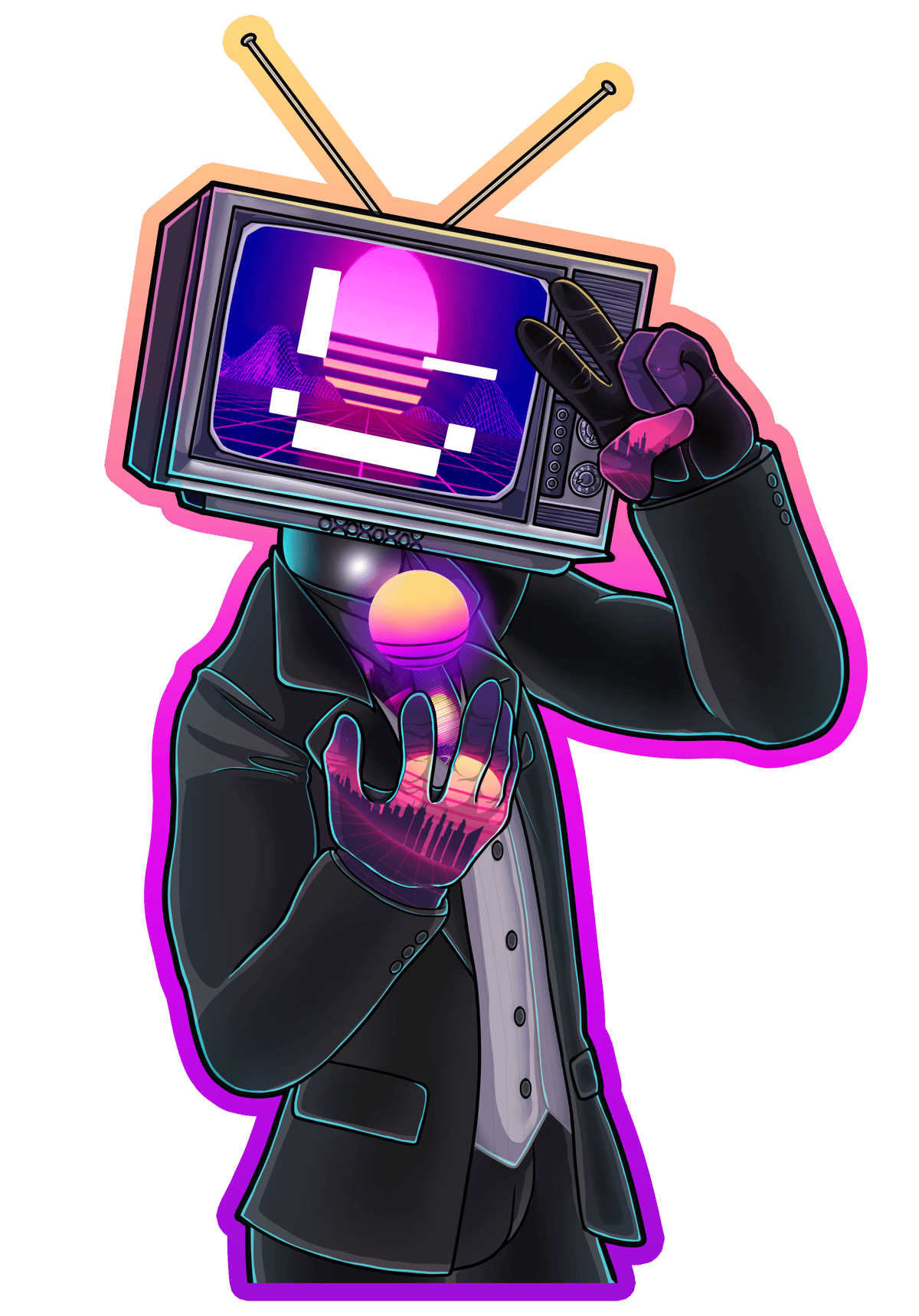 Image of Synth the Retro TV Head Stickers 