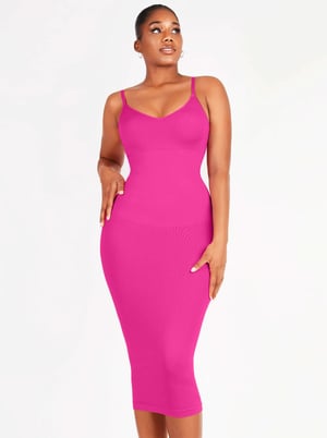 Seamless Spaghetti Strap V-neck Maxi Shaper Dress 