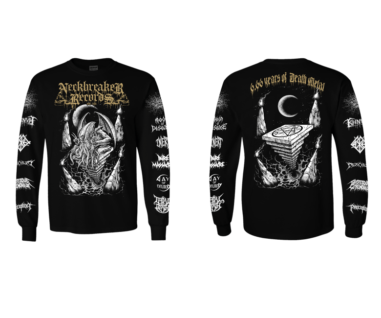 Image of Neckbreaker Records - Cthulhu 6.66 Years of Death Metal Gold Longsleeve 