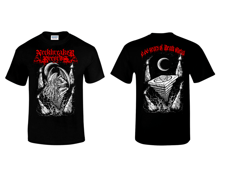 Image of Neckbreaker Records - Cthulhu 6.66 Years of Death Metal Red Shirt