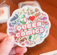 Image 3 of I <3 Queer Comics Holographic Sticker