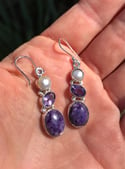 Pearl Amethyst Lepidolite Earrings