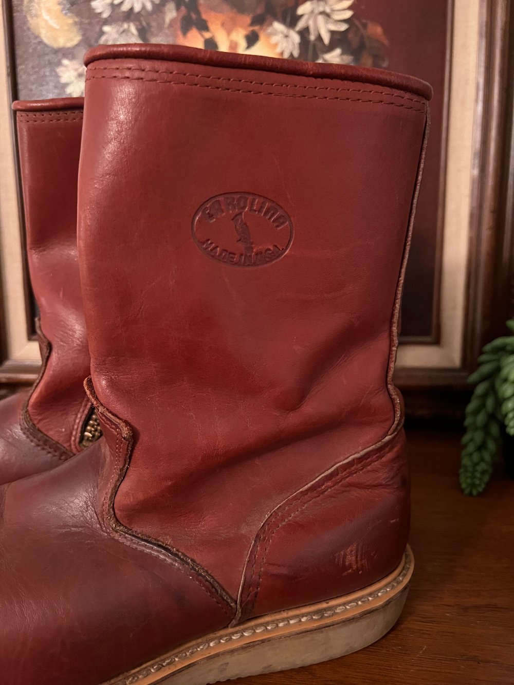 Vintage Carolina Red Leather Work Boots (Men’s 8)