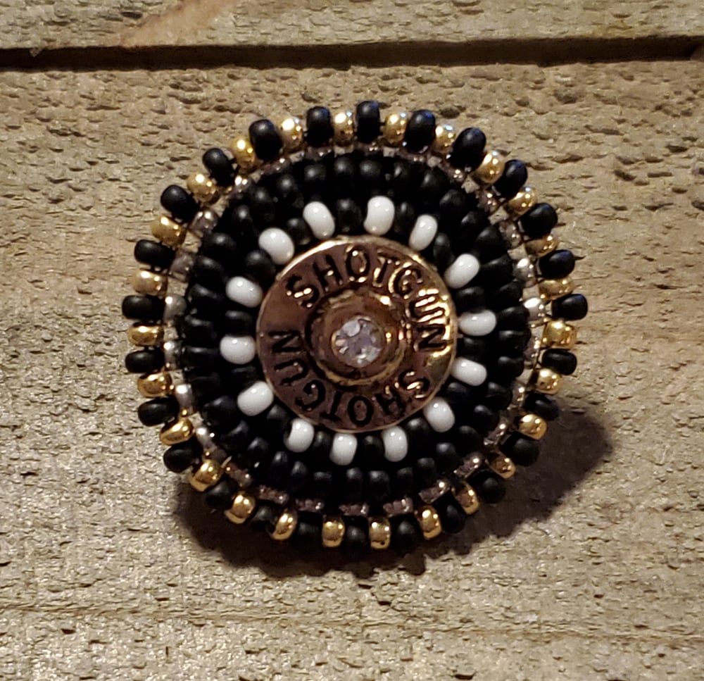 Image of "Deadly" Shotgun Shell Beaded Stud Earrings- Gold