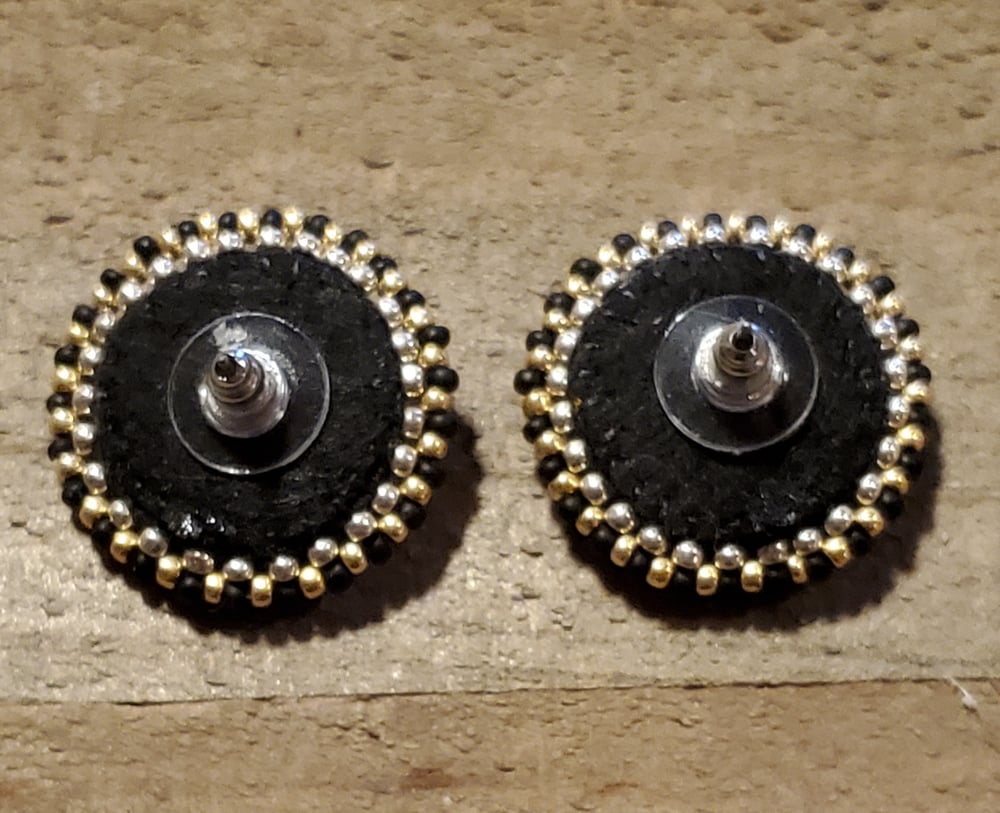 Image of "Deadly" Shotgun Shell Beaded Stud Earrings- Gold