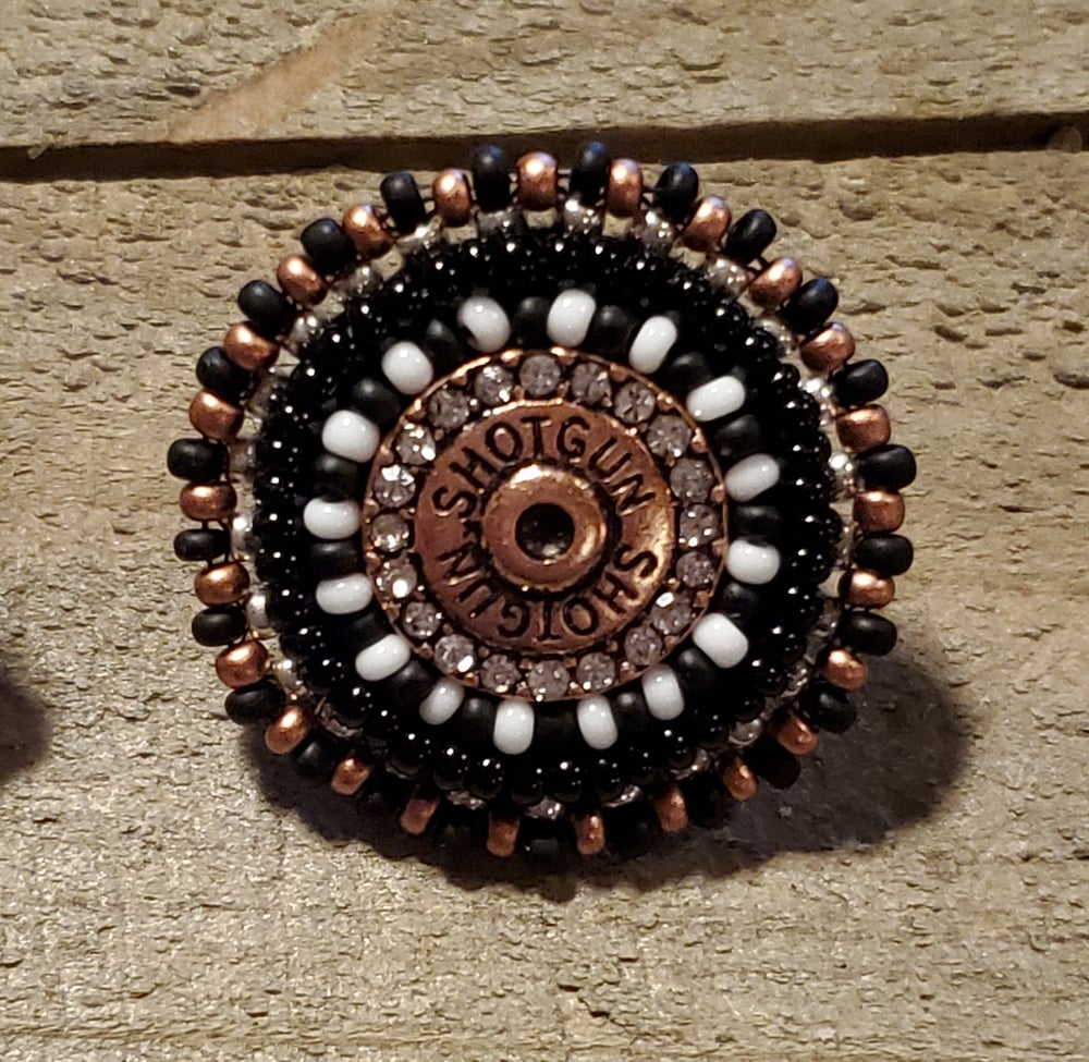 Image of "Deadly" Shotgun Shell Beaded Earrings- Rose Gold