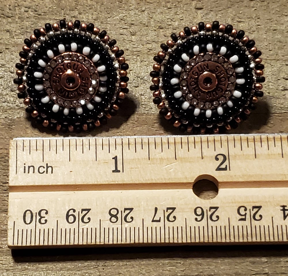 Image of "Deadly" Shotgun Shell Beaded Earrings- Rose Gold