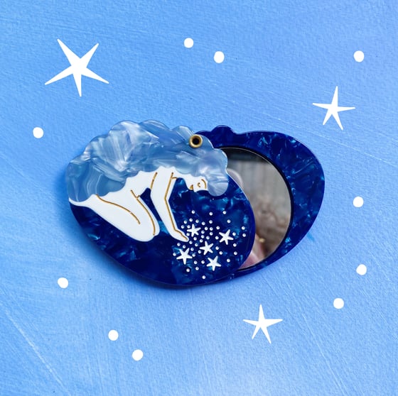 Image of Girl with Stars Pocket Mirror