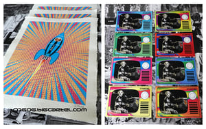 Image of D7606 Limited Edition Elton Rocket Print (Blue) and Bonus Sticker Pack 