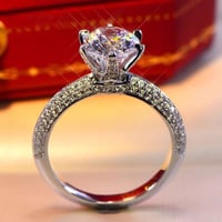 Image 1 of Real Solid Platinum Moissanite Diamond Wedding/Engagement Ring