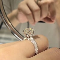 Image 3 of Real Solid Platinum Moissanite Diamond Wedding/Engagement Ring