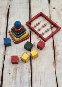 Image 1 of Handmade  wooden cubes & abacus  & shape stacker