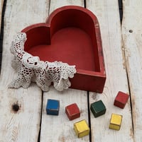 Handmade wooden  red  heart +wooden cubes