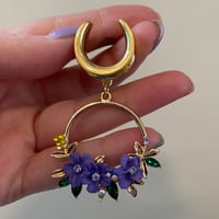 Purple Flower Hoop Saddle Dangles (sizes 2g- 1 1/2)