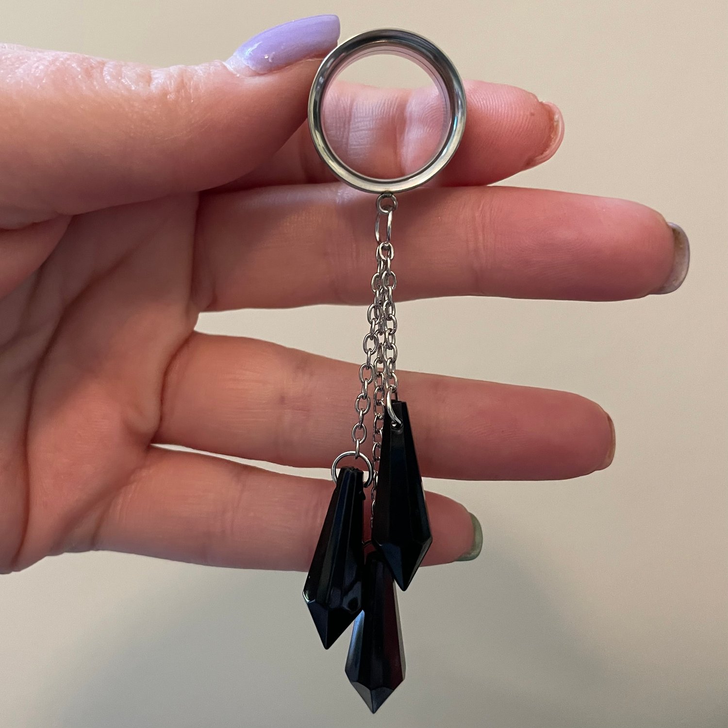 Image of Black Crystal Tunnel Dangles (sizes 2g-2”)