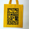 ANARCHY IS FUN! YELLOW TOTE BAG