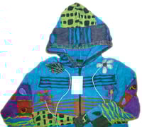 Image 4 of TURQUOISE AND FLOWERS ZIP UP BOHO HOODIE