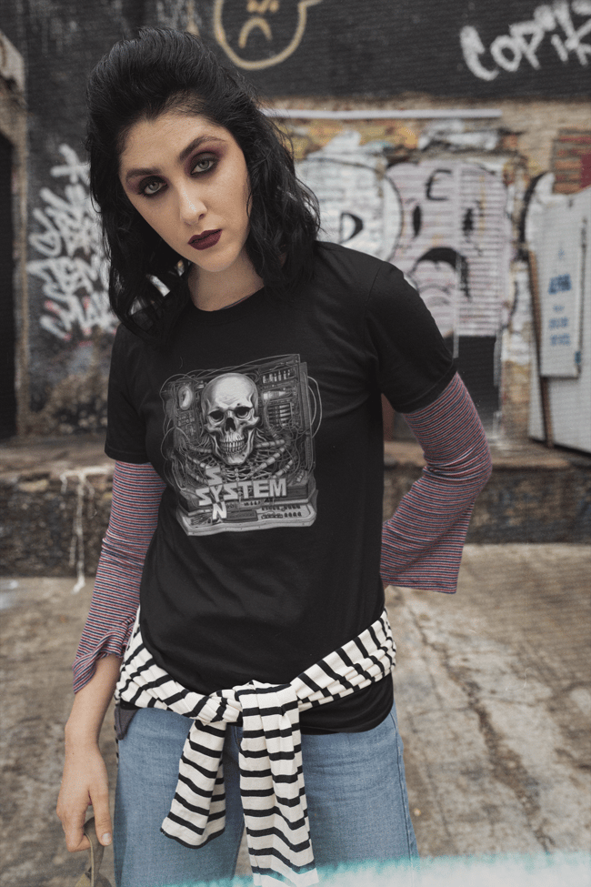 SYSTEM SYN Skull Synth shirt (black and white)